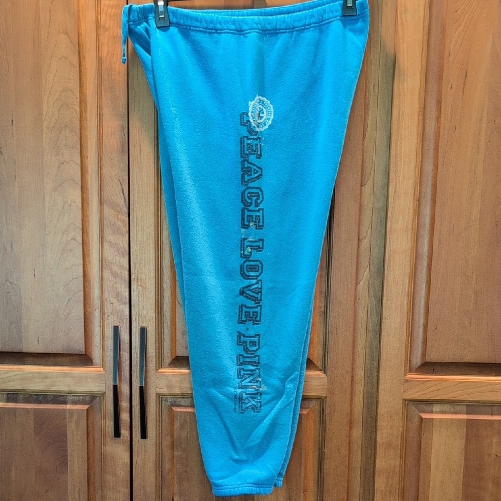 PINK Victoria's Secret Blue Capris Sweatpants with Tapered Fit